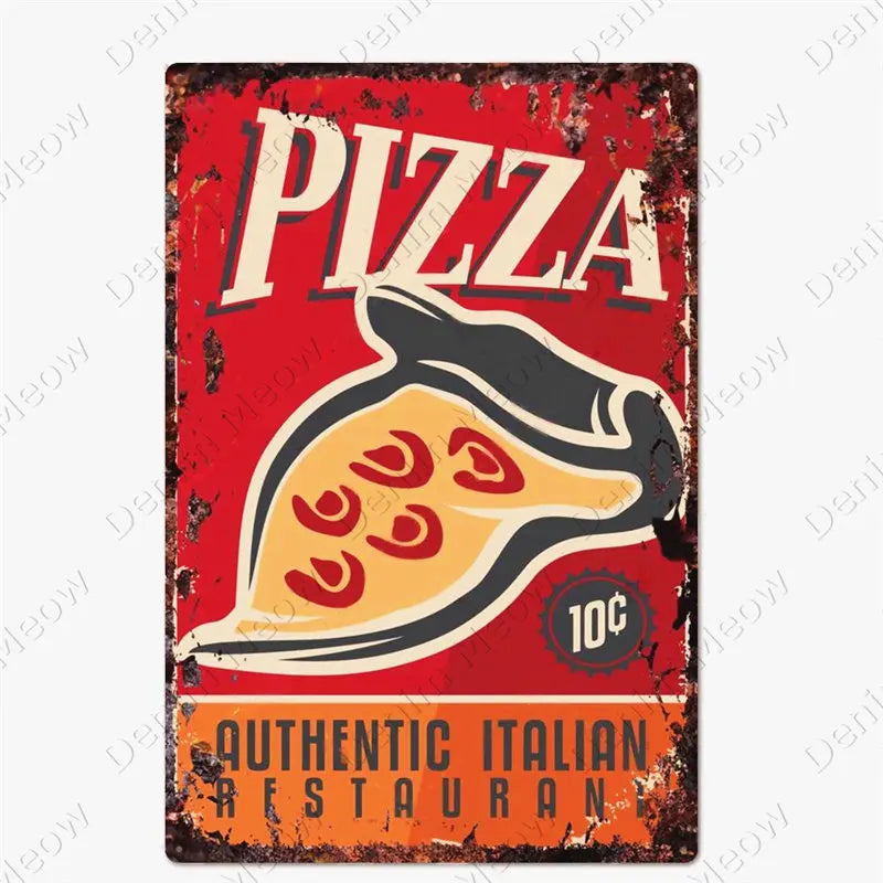 Carteles metálicos de pizza para cocina y pizzería, 20 × 30 cm. Vista 30 del producto.
