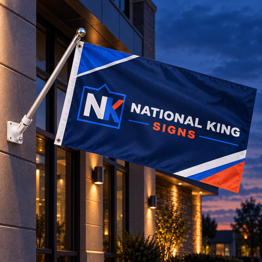 National King Signs square cover 1000 x 1000: 4' x 8' Custom Pole Flag — batch 05