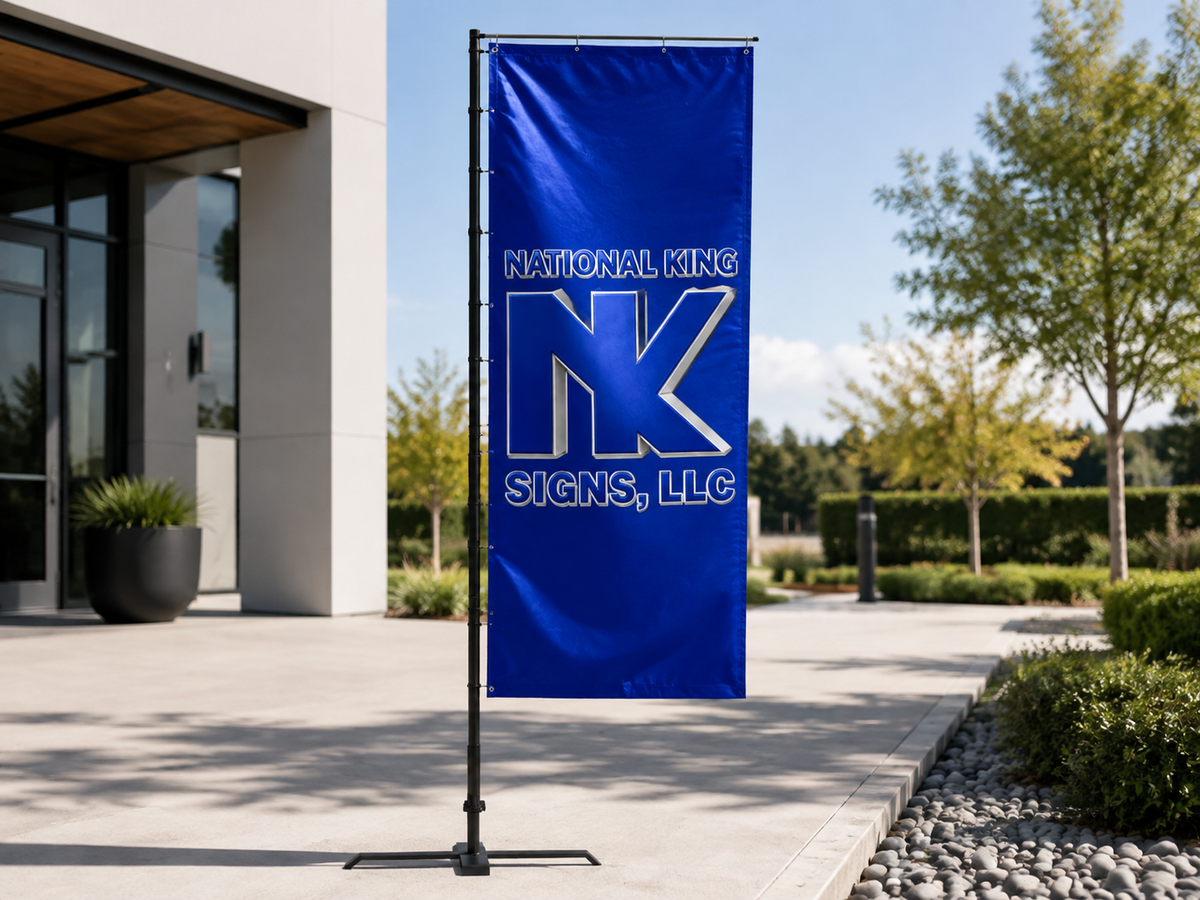 National King Signs AI branded hero 2026-09-06: Premium Rectangle Flags