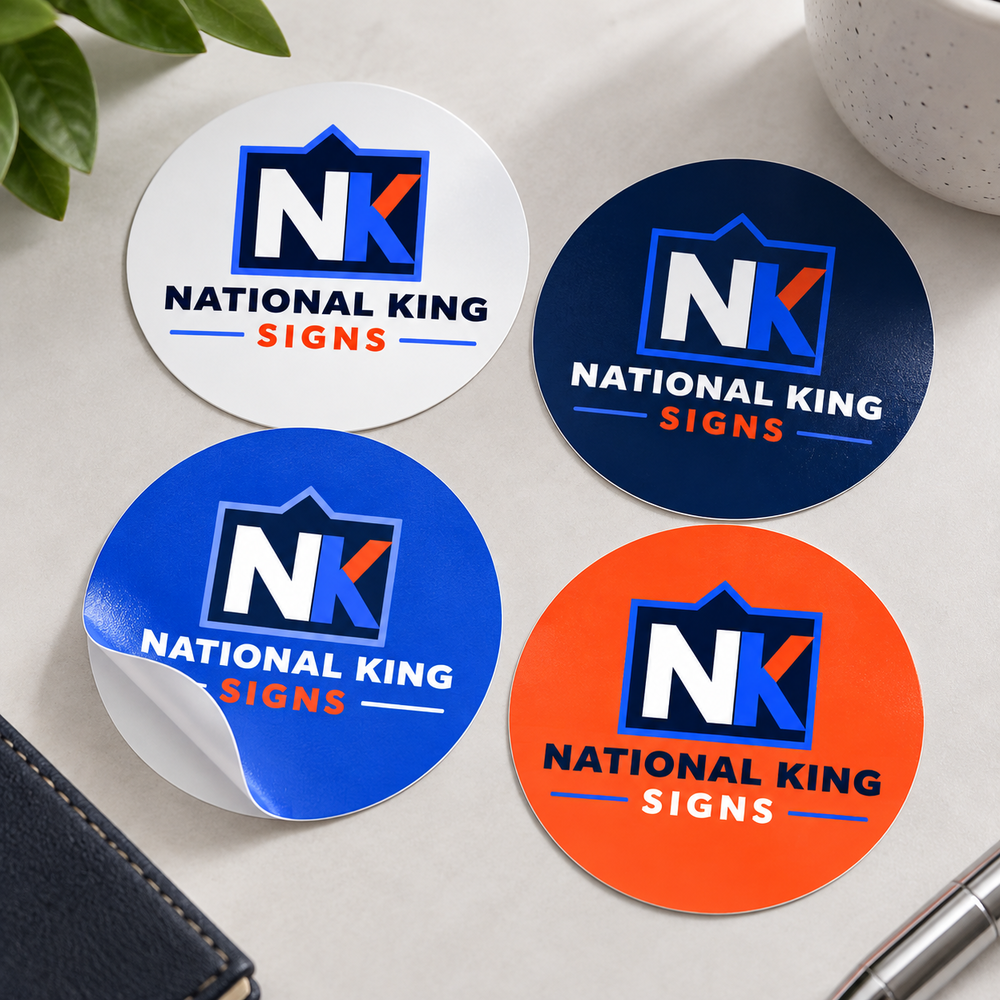 National King Signs square cover 1000 x 1000: Circle stickers — batch 07