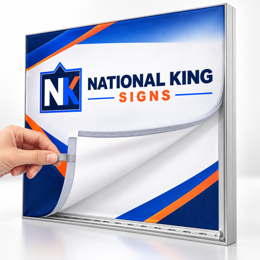 National King Signs square cover 1000 x 1000: Custom SEG Fabric per sq. ft. — batch 08