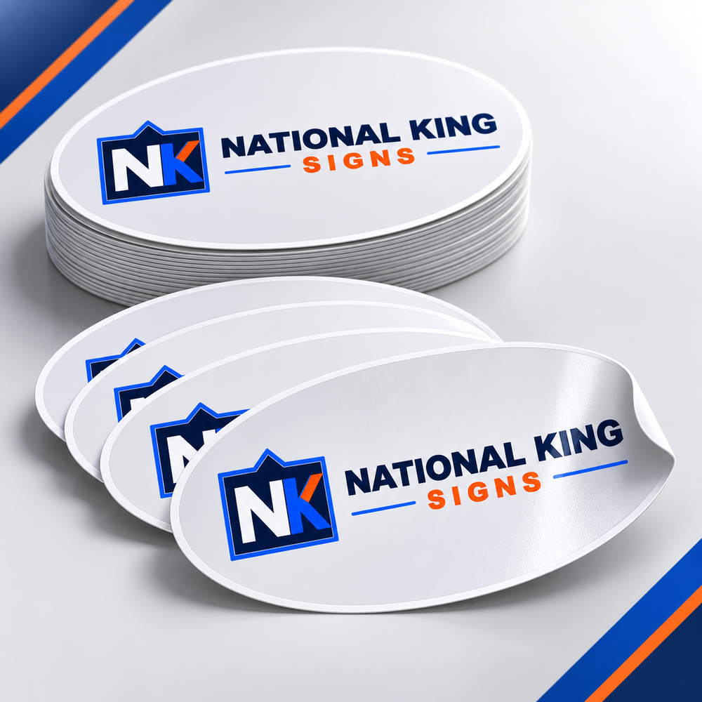 National King Signs square cover 1000 x 1000: Oval Stickers — batch 08