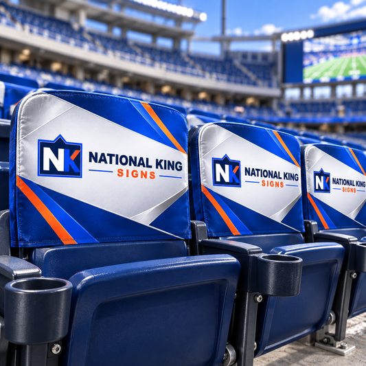 National King Signs square cover 1000 x 1000: Custom Stadium Seat Back Cover — batch 08