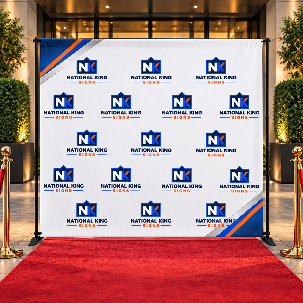 National King Signs square cover 1000 x 1000: Step and Repeat Backdrop — batch 08