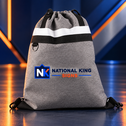 National King Signs square cover 1000 x 1000: reGen RPET Polyester Drawstring Bag — batch 04