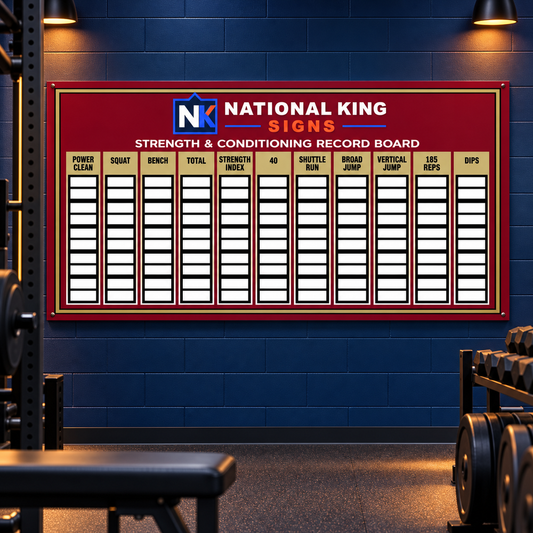 National King Signs square cover 1000 x 1000: Strength and Conditioning Record Board, 96 x 48 Inches — batch 04