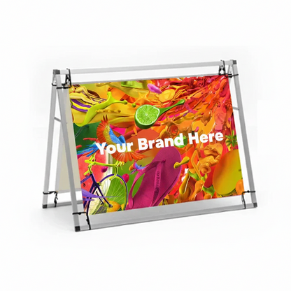 Portable custom A-frame banner for sidewalk promotions