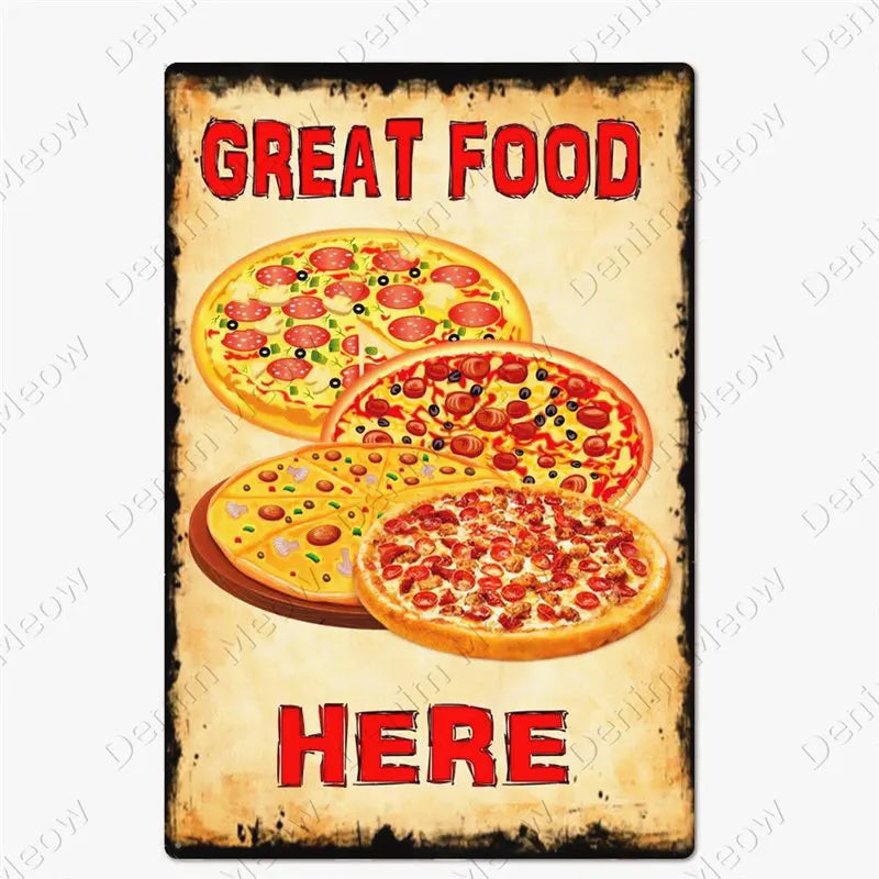 Carteles metálicos de pizza para cocina y pizzería, 20 × 30 cm. Vista 22 del producto.