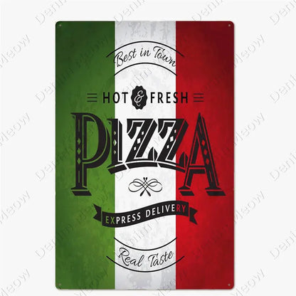 Carteles metálicos de pizza para cocina y pizzería, 20 × 30 cm. Vista 20 del producto.