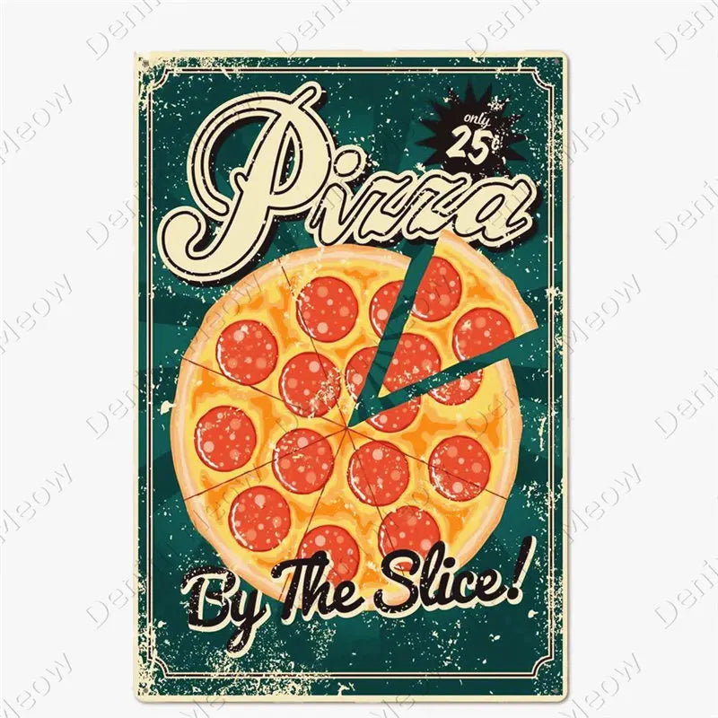 Carteles metálicos de pizza para cocina y pizzería, 20 × 30 cm. Vista 14 del producto.