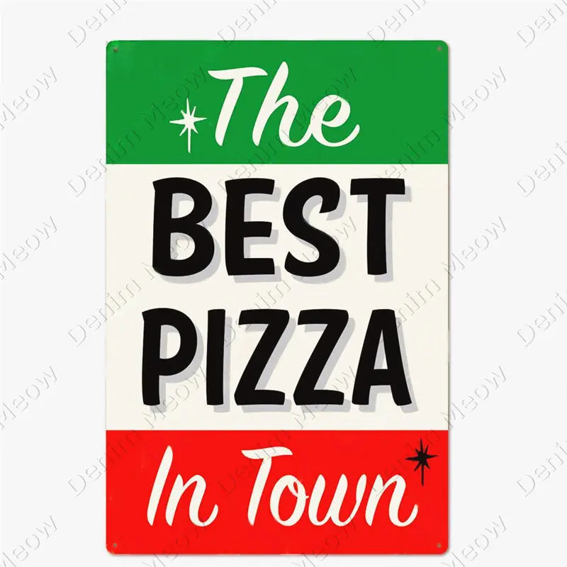 Carteles metálicos de pizza para cocina y pizzería, 20 × 30 cm. Vista 3 del producto.