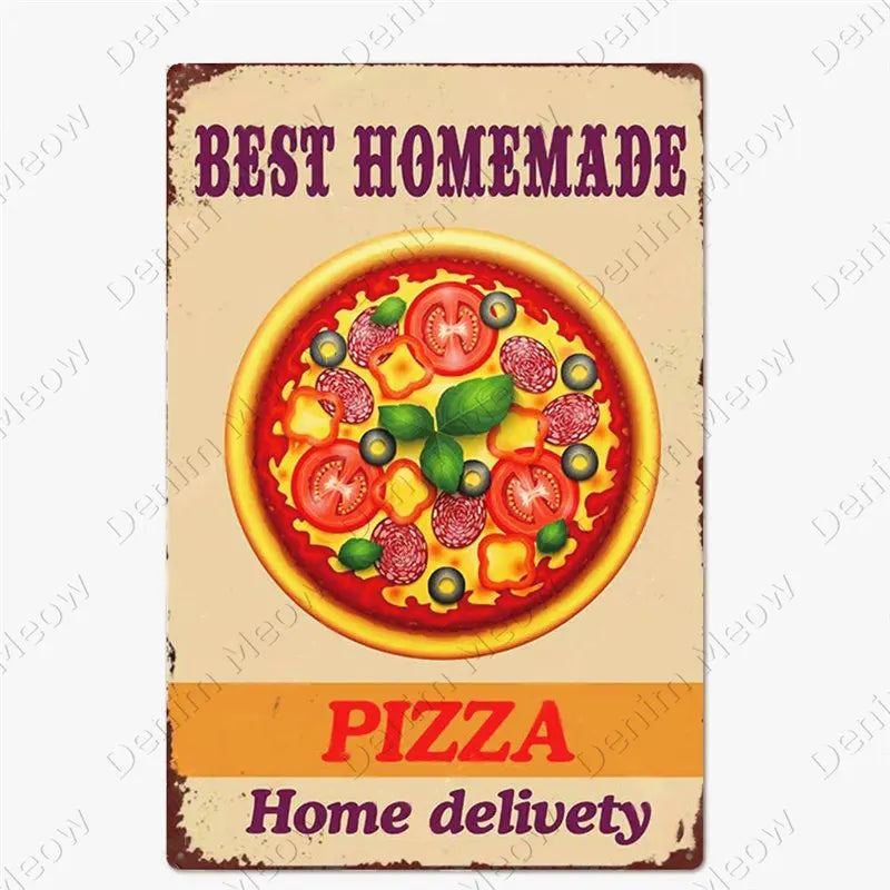 Carteles metálicos de pizza para cocina y pizzería, 20 × 30 cm. Vista 24 del producto.