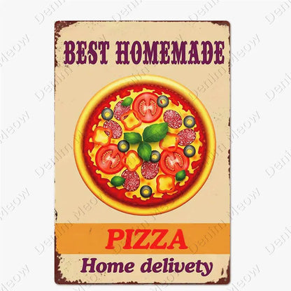 Carteles metálicos de pizza para cocina y pizzería, 20 × 30 cm. Vista 24 del producto.
