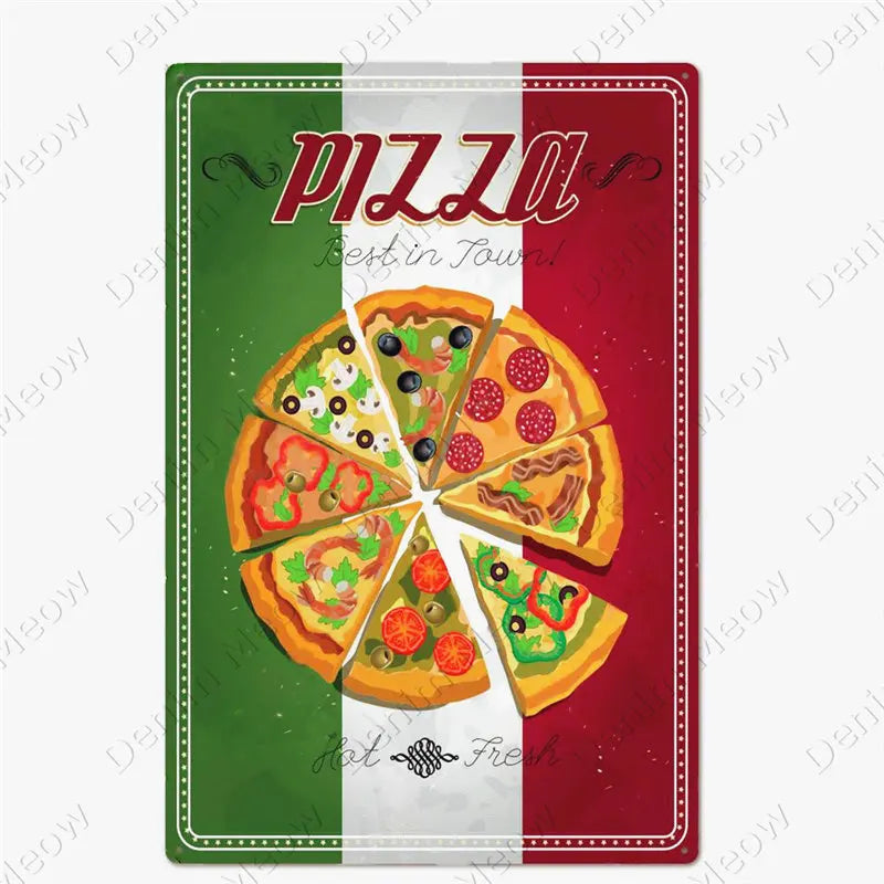 Carteles metálicos de pizza para cocina y pizzería, 20 × 30 cm. Vista 17 del producto.