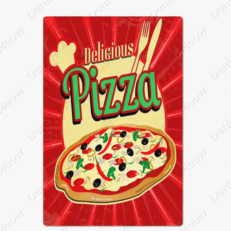 Carteles metálicos de pizza para cocina y pizzería, 20 × 30 cm. Vista 23 del producto.