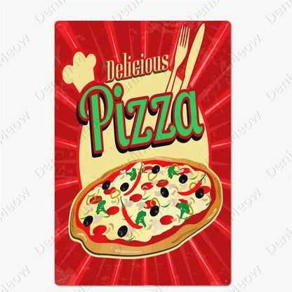 Carteles metálicos de pizza para cocina y pizzería, 20 × 30 cm. Vista 23 del producto.