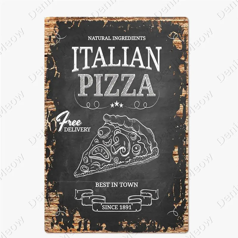 Carteles metálicos de pizza para cocina y pizzería, 20 × 30 cm. Vista 10 del producto.
