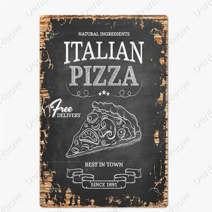 Carteles metálicos de pizza para cocina y pizzería, 20 × 30 cm. Vista 10 del producto.
