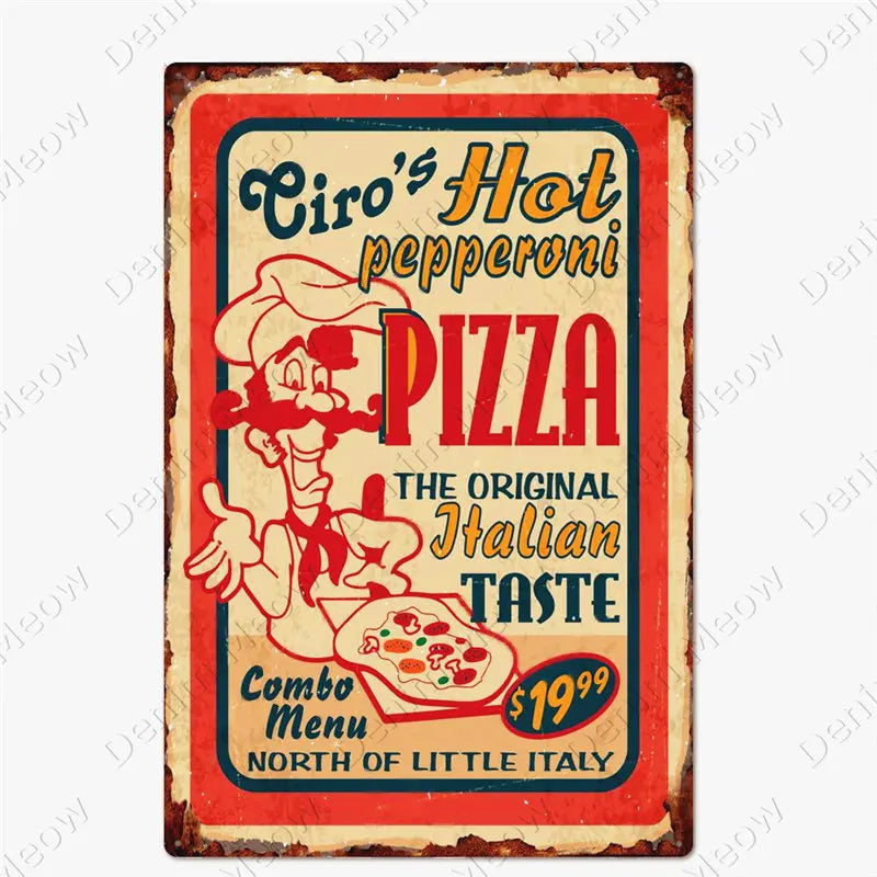 Carteles metálicos de pizza para cocina y pizzería, 20 × 30 cm. Vista 18 del producto.