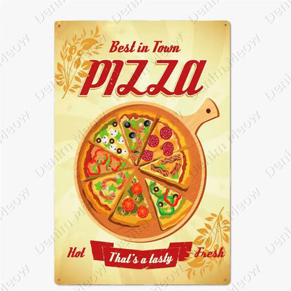 Carteles metálicos de pizza para cocina y pizzería, 20 × 30 cm. Vista 8 del producto.