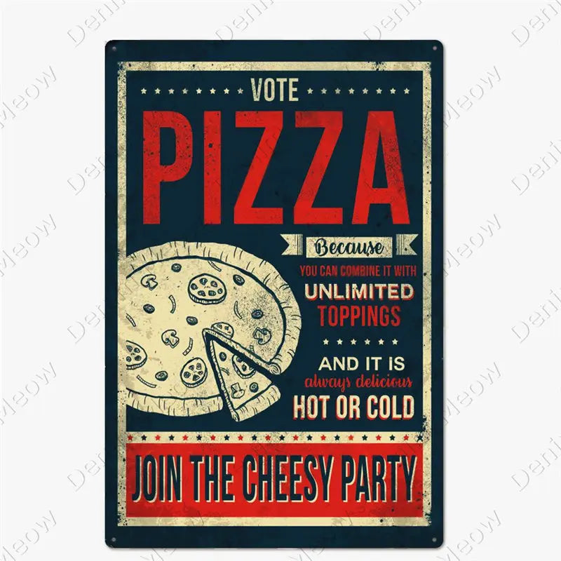 Carteles metálicos de pizza para cocina y pizzería, 20 × 30 cm. Vista 11 del producto.