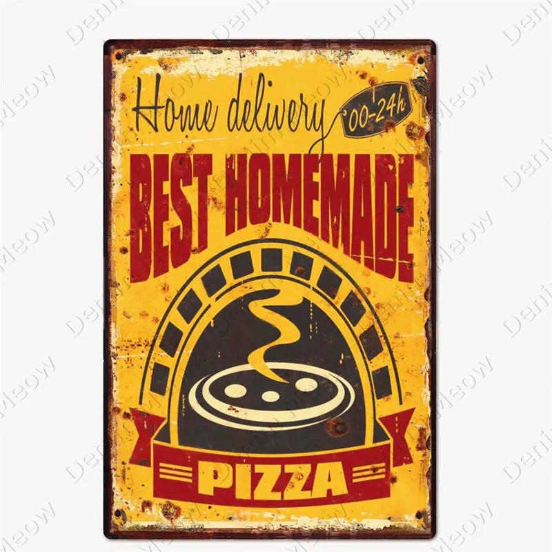Carteles metálicos de pizza para cocina y pizzería, 20 × 30 cm. Vista 25 del producto.