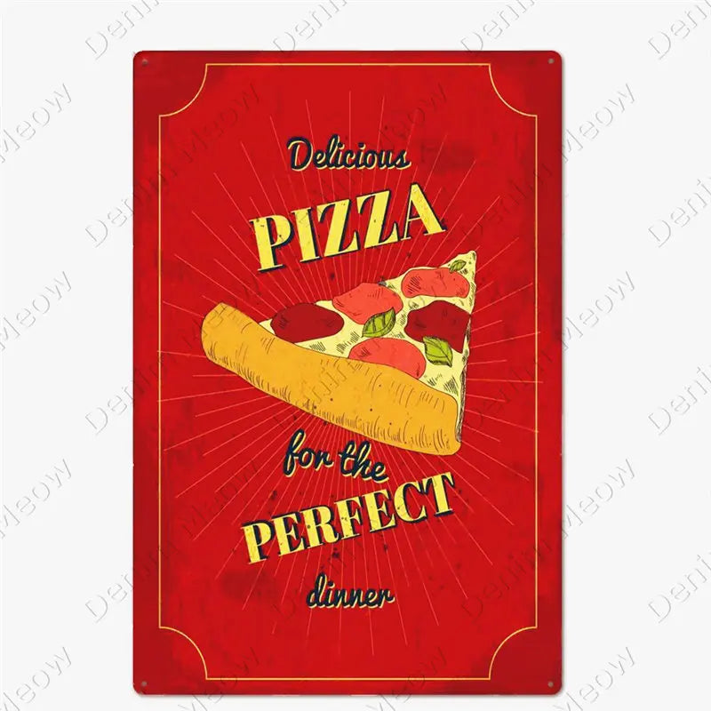 Carteles metálicos de pizza para cocina y pizzería, 20 × 30 cm. Vista 15 del producto.