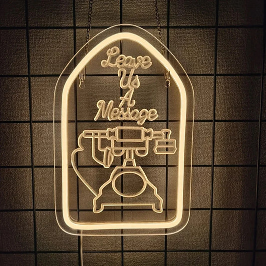 Cartel LED USB de estilo neón «Leave a Message» (Dejá un mensaje). Vista 1 del producto.