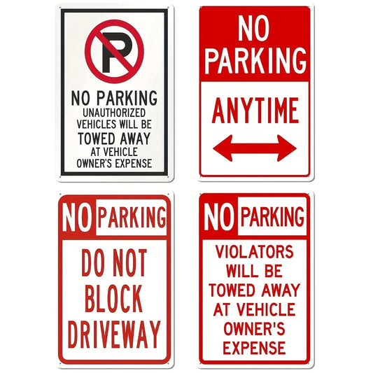 Carteles metálicos de prohibido estacionar y avisos de remolque. Vista 1 del producto.