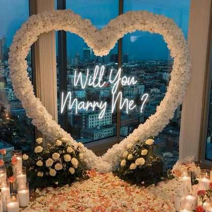 Will You Marry Me? Neon Sign Engagement Party Marriage Proposal Neon Light Decor Wedding Grass Wall Backdrop Decoration Sign