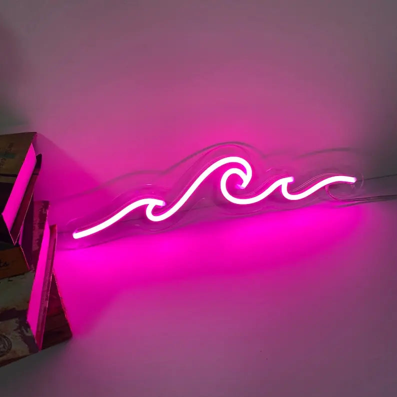 Luz de pared LED de ola marina, estilo neón. Vista 8 del producto.