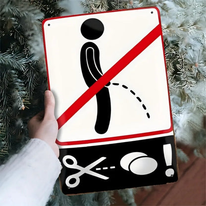 Carteles metálicos de prohibido orinar y advertencias humorísticas. Vista 4 del producto.