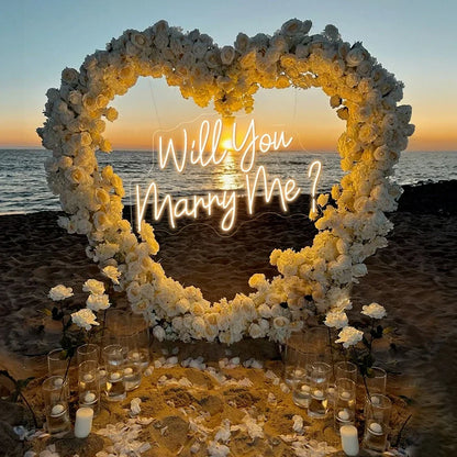 Will You Marry Me? Neon Sign Engagement Party Marriage Proposal Neon Light Decor Wedding Grass Wall Backdrop Decoration Sign