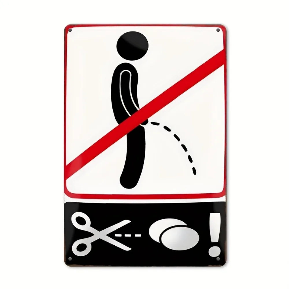 Carteles metálicos de prohibido orinar y advertencias humorísticas. Vista 6 del producto.