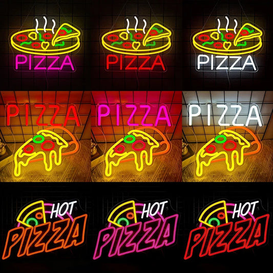 Carteles de pared LED USB de pizza, estilo neón. Vista 1 del producto.