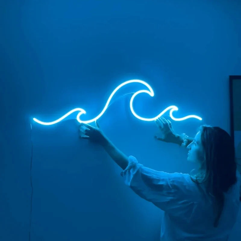 Luz de pared LED de ola marina, estilo neón. Vista 10 del producto.
