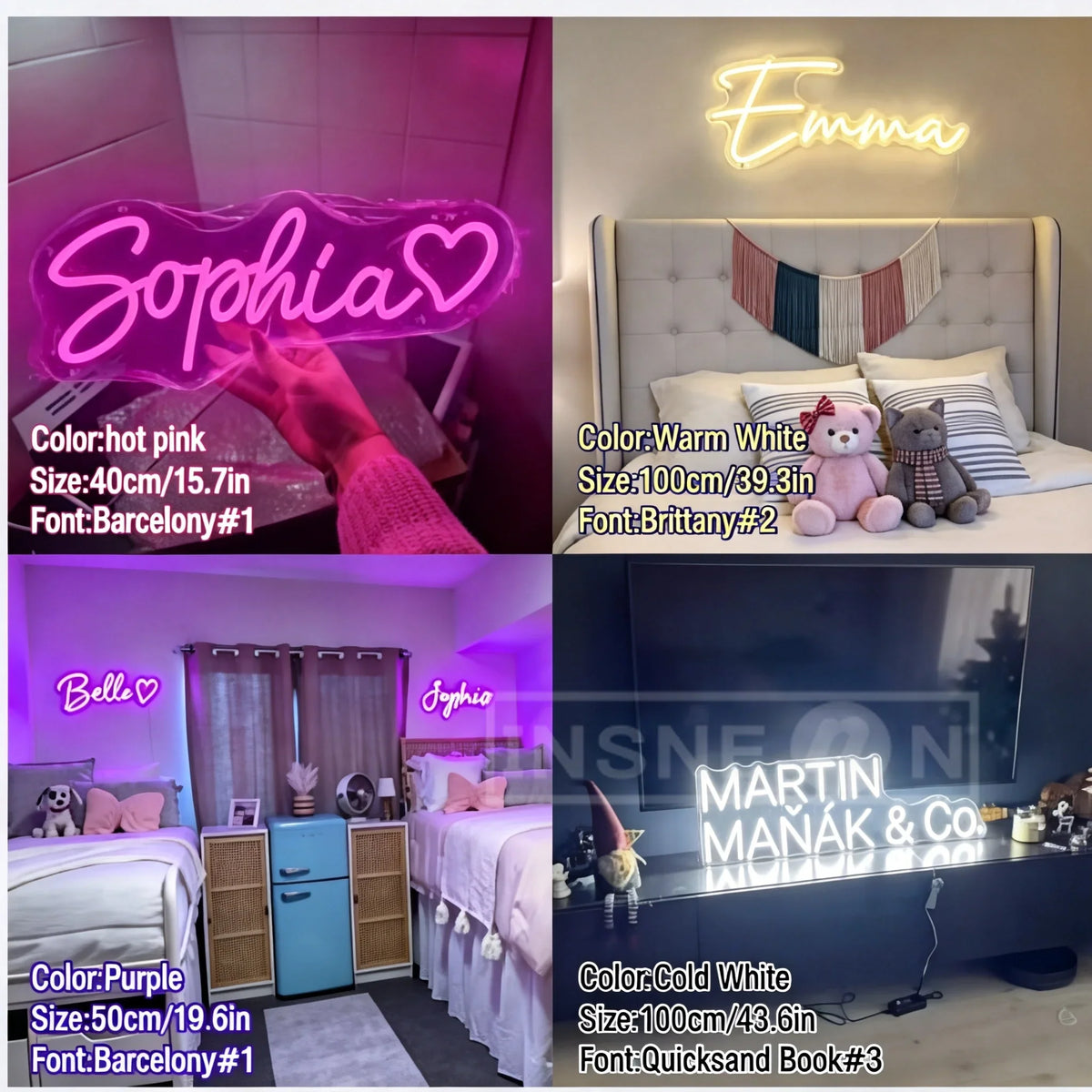 Cartel LED de estilo neón con texto personalizado — Opciones de diseño del proveedor. Vista 3 del producto.