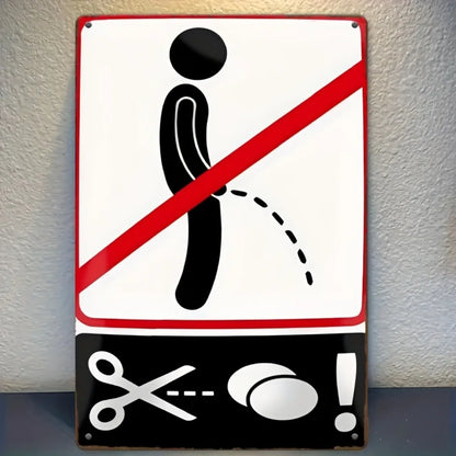 Carteles metálicos de prohibido orinar y advertencias humorísticas. Vista 3 del producto.
