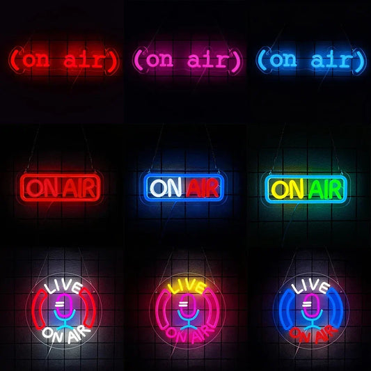 Cartel LED USB de estilo neón «ON AIR» (Al aire). Vista 1 del producto.