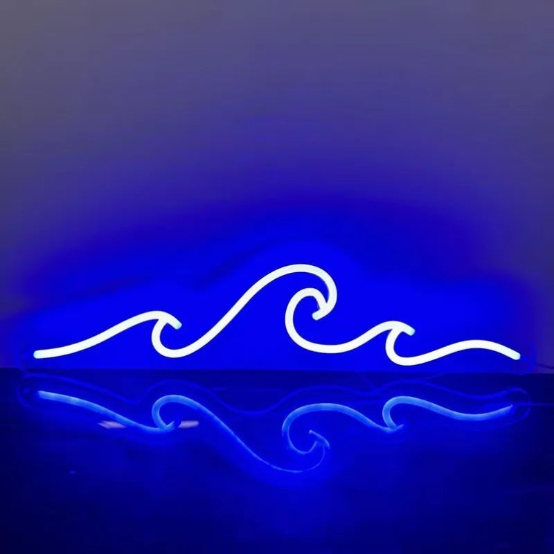Luz de pared LED de ola marina, estilo neón. Vista 3 del producto.