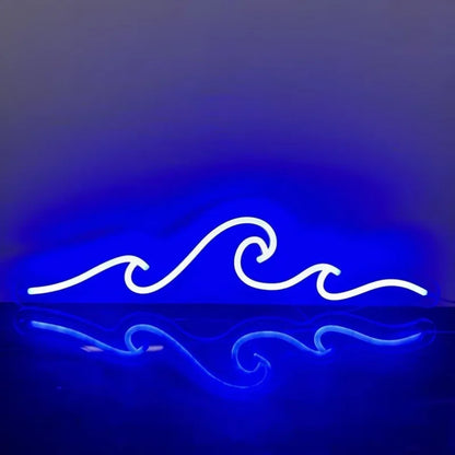 Luz de pared LED de ola marina, estilo neón. Vista 3 del producto.