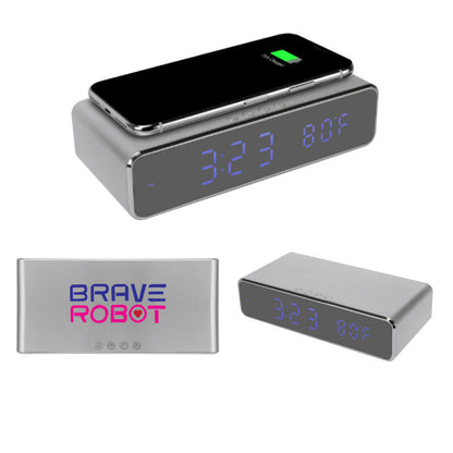 Con tu marca: Reloj despertador con cargador inalámbrico. Vista 2 del producto.