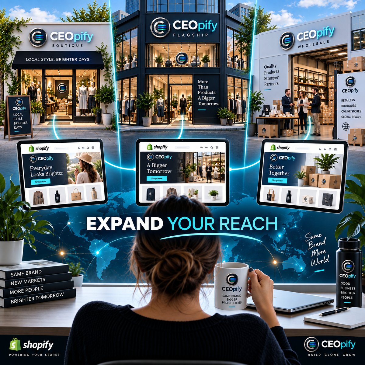 CEOpify branded concept, step 3 of 3: Clone your Shopify store and launch another!