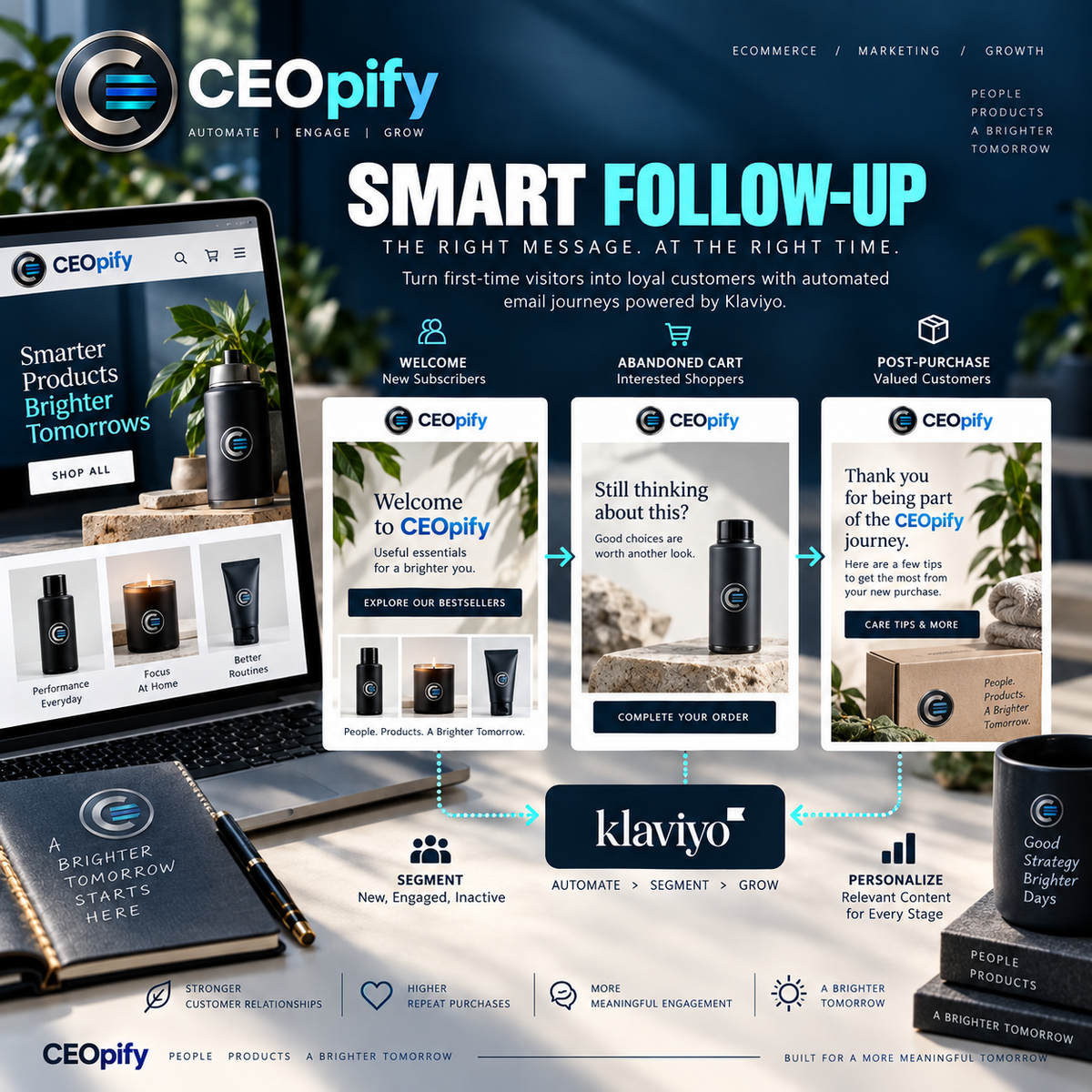 CEOpify branded concept, step 2 of 3: Bring customers back with retention flows!