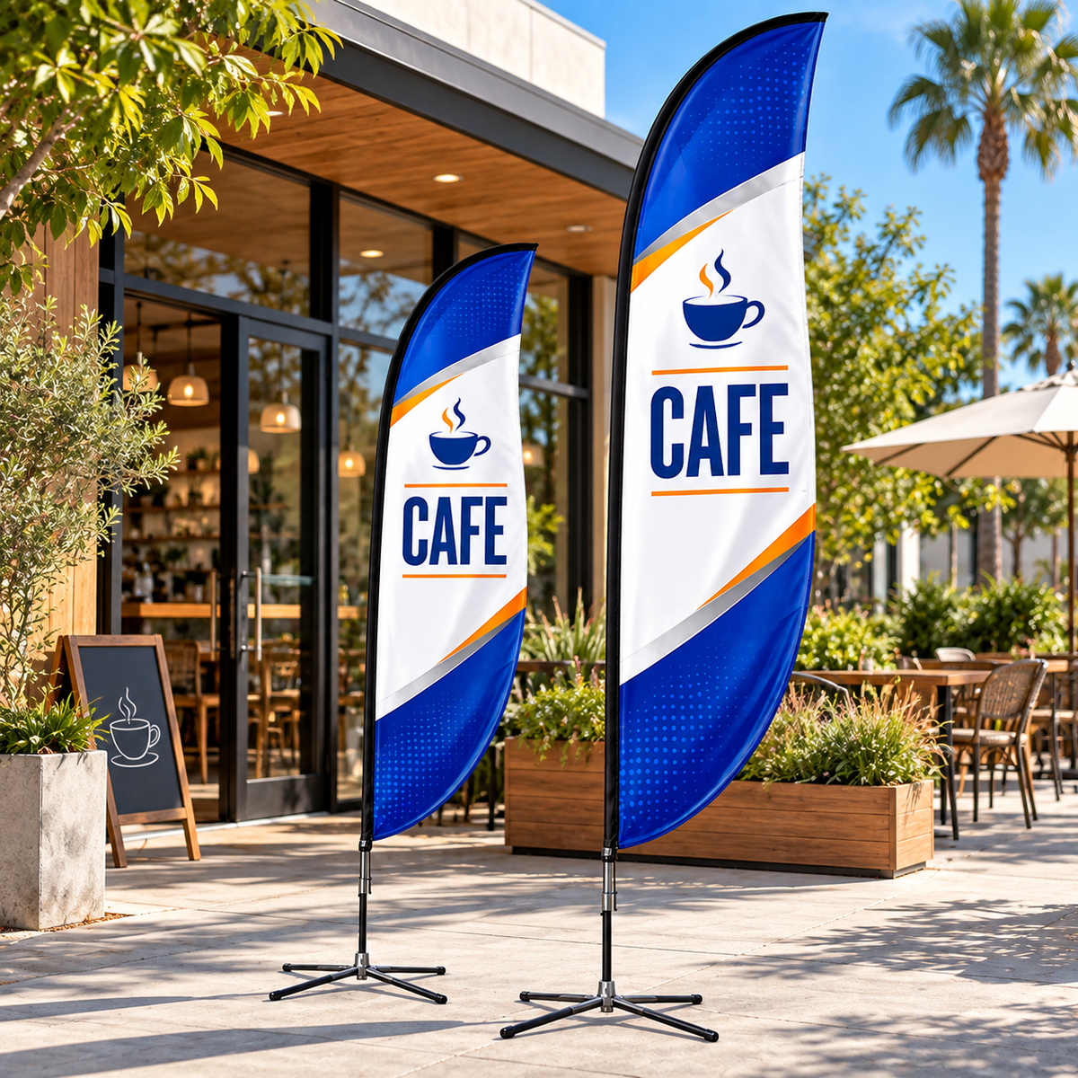 A medida: Banderas para cafeterías. Vista 1 del producto.