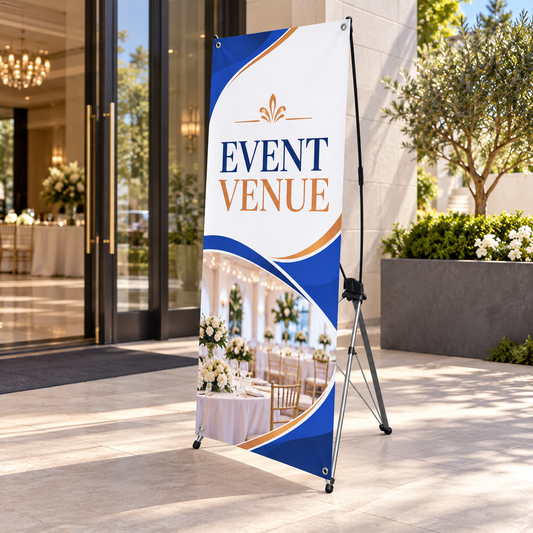 A medida: X-Stand para Eventos. Vista 1 del producto.