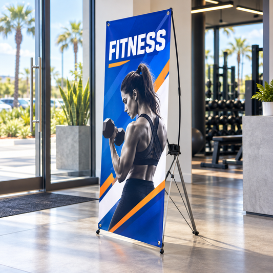 A medida: Expositor en X para fitness y gimnasio. Vista 1 del producto.