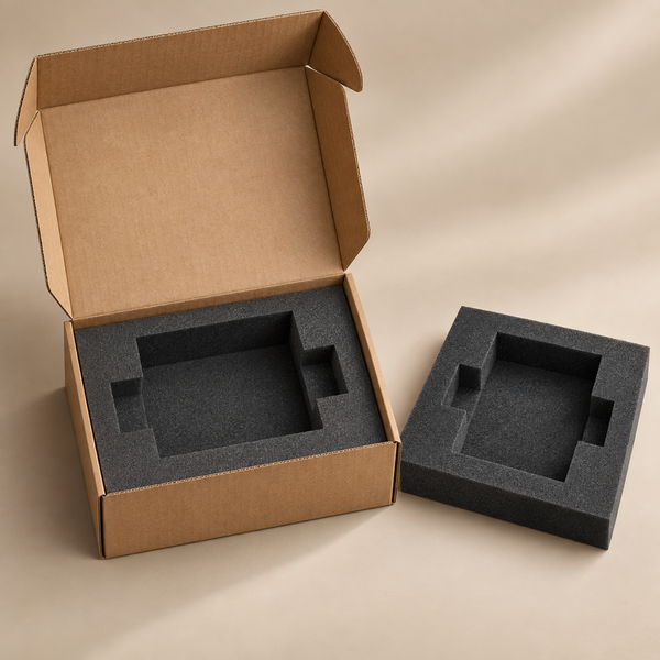 Illustrative AI concept of custom protective foam inserts, blank and unbranded; illustrative AI concept, not a supplier sample