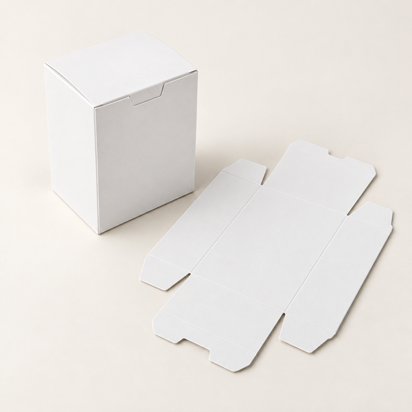 Illustrative AI concept of custom printed folding cartons, blank and unbranded; illustrative AI concept, not a supplier sample