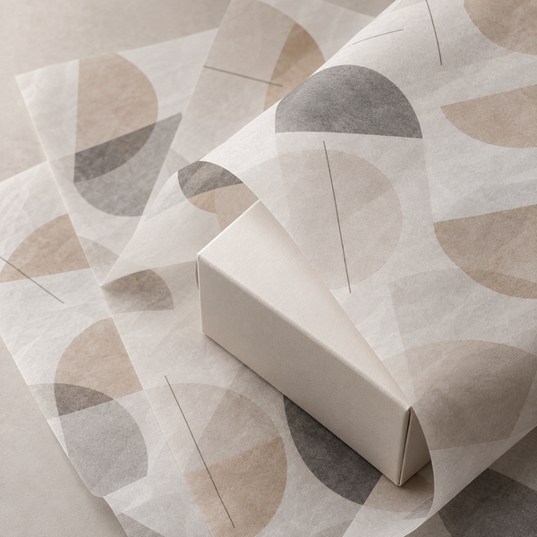 Illustrative AI concept of custom printed tissue paper, blank and unbranded; illustrative AI concept, not a supplier sample